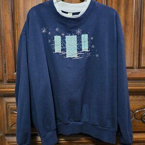Decorated Originals 3X Sweatshirt Womens/Unisex Navy Blue Winter Snow Christmas